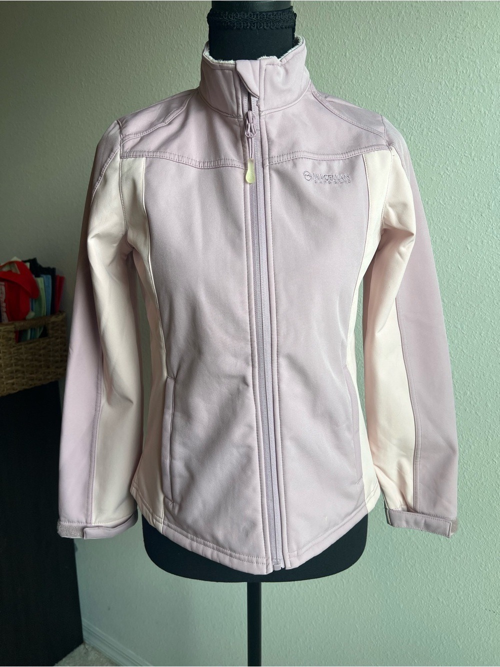 Magellan Outdoors Girls Pink Lavender Faux Fur Softshell Jacket Coat Size L